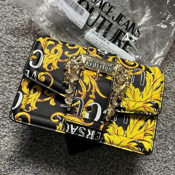 Versace Jeans Collection Handbags - Versace Jeans Collection Black and Yellow Crossbody Bag